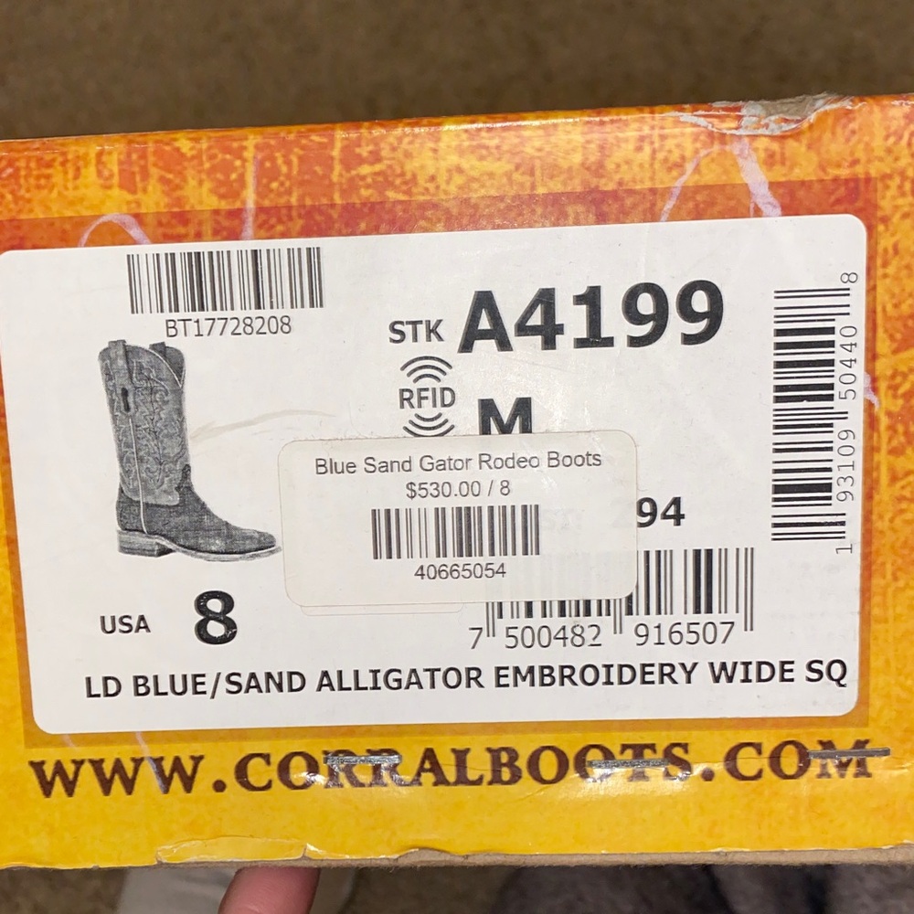 Womens Corral Blue Sand Gator Cowboy Boots - Picture 5 of 5
